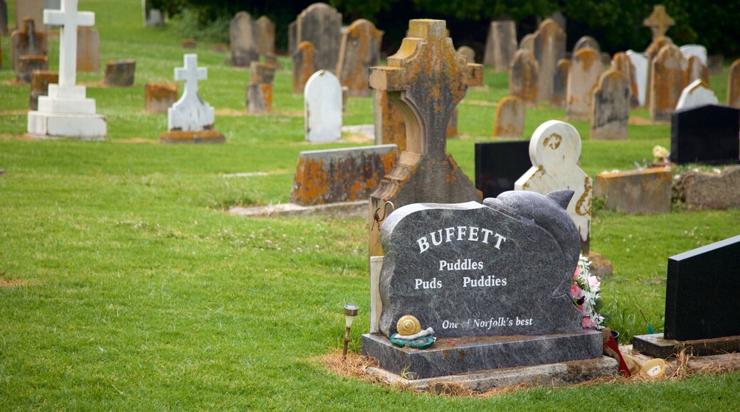 Norfolk-ön som visar en kyrkogÄrd