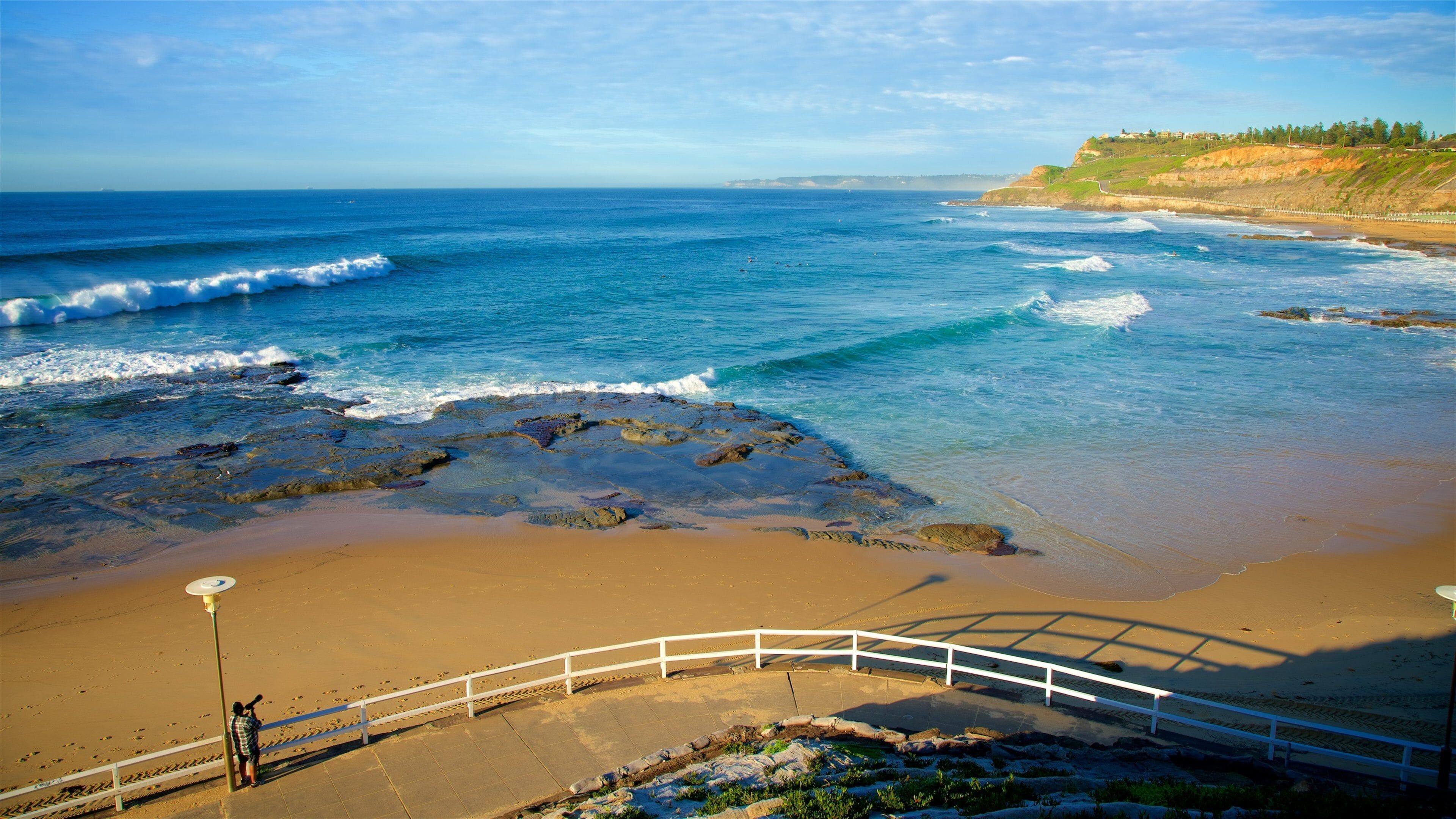 Newcastle Beach showing general coastal views, landscape views and a sandy beach