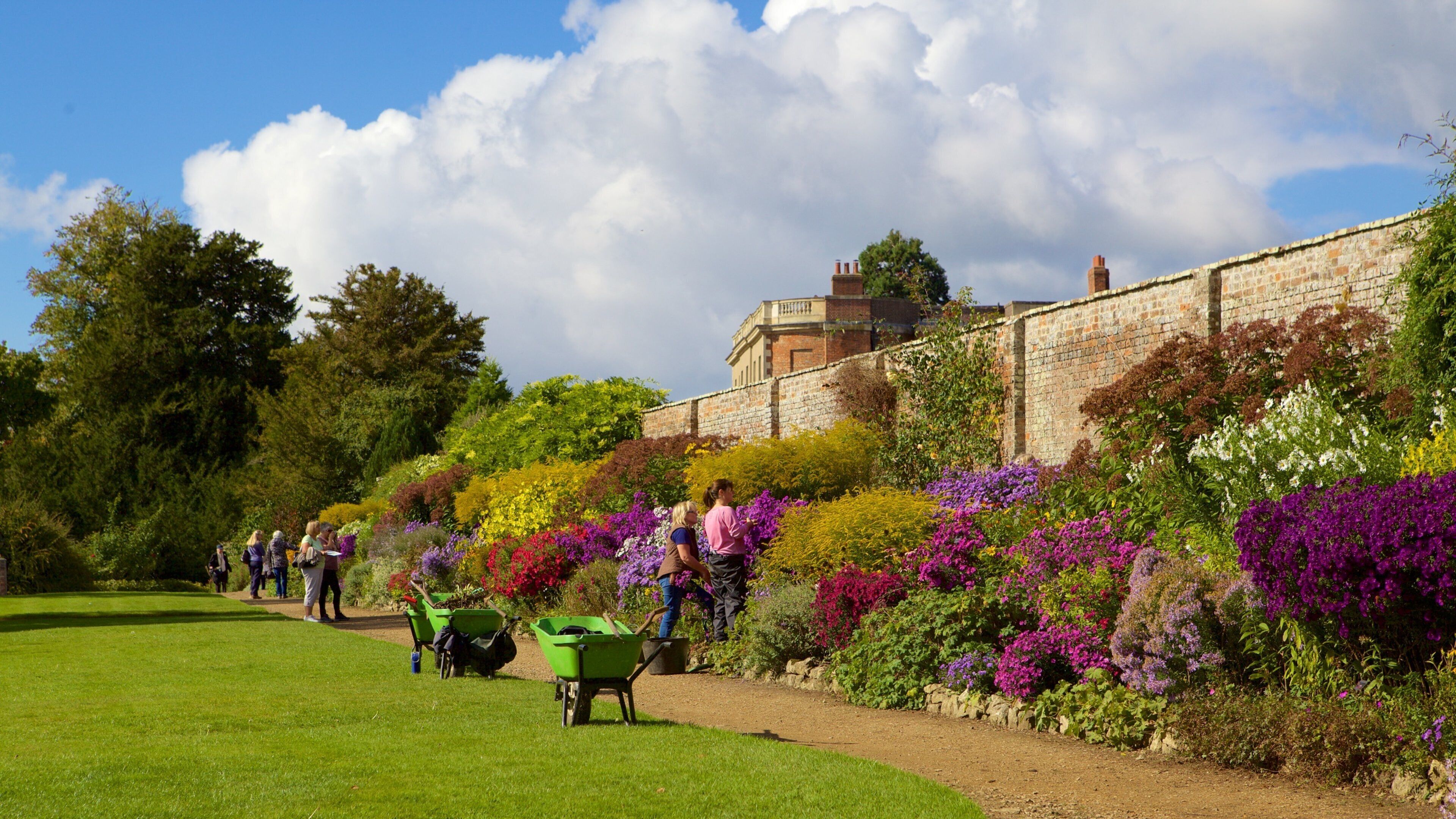 Oxford featuring a garden as well as a small group of people
