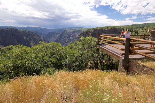 Montrose showing views and a gorge or canyon as well as a family