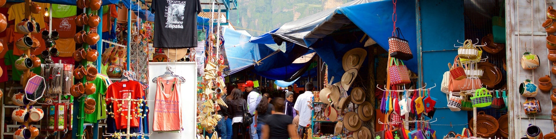 Artisan Market of Tepoztlan showing street scenes and markets
