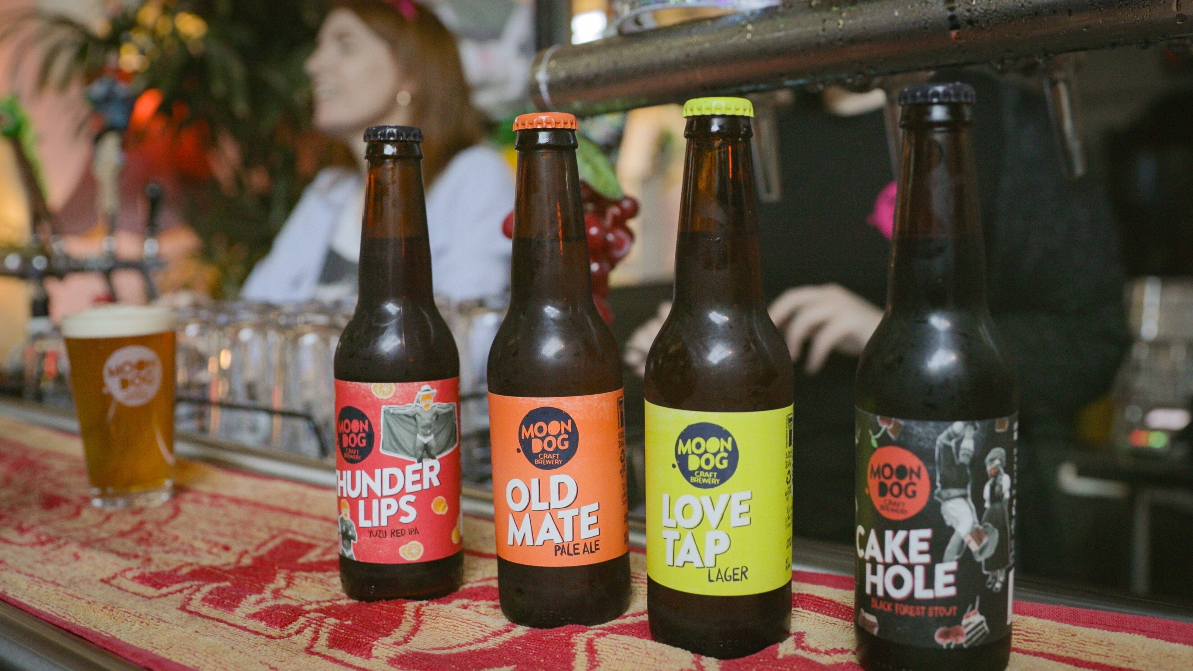 Moon Dog Craft Brewery which includes a bar and drinks or beverages