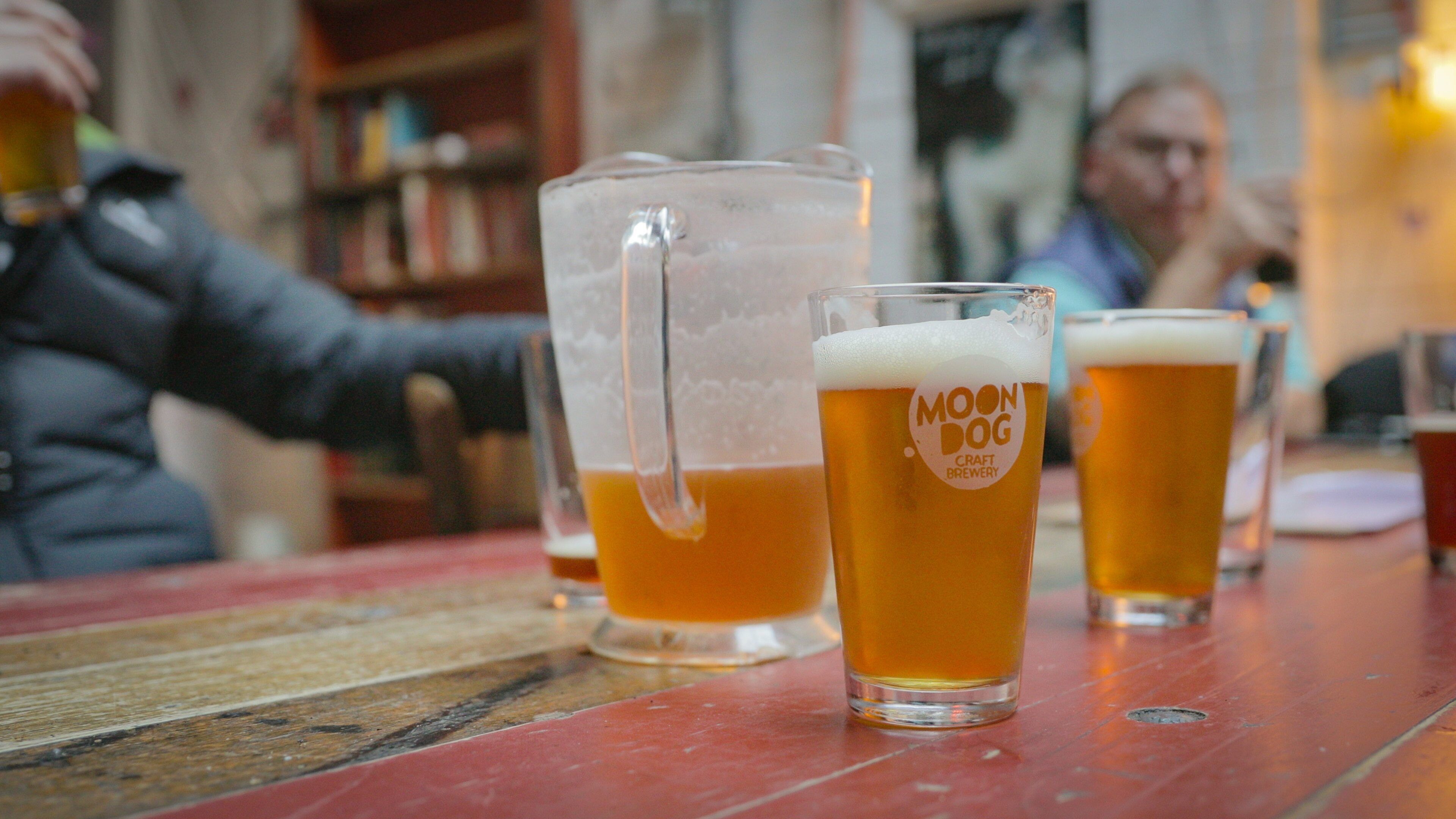 Moon Dog Craft Brewery showing a bar and drinks or beverages