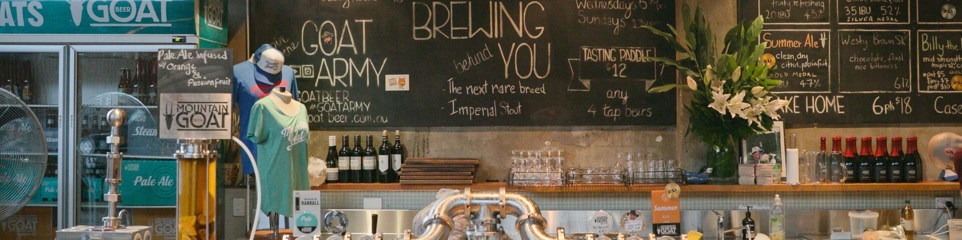 Mountain Goat Beer Brewery which includes interior views and a bar