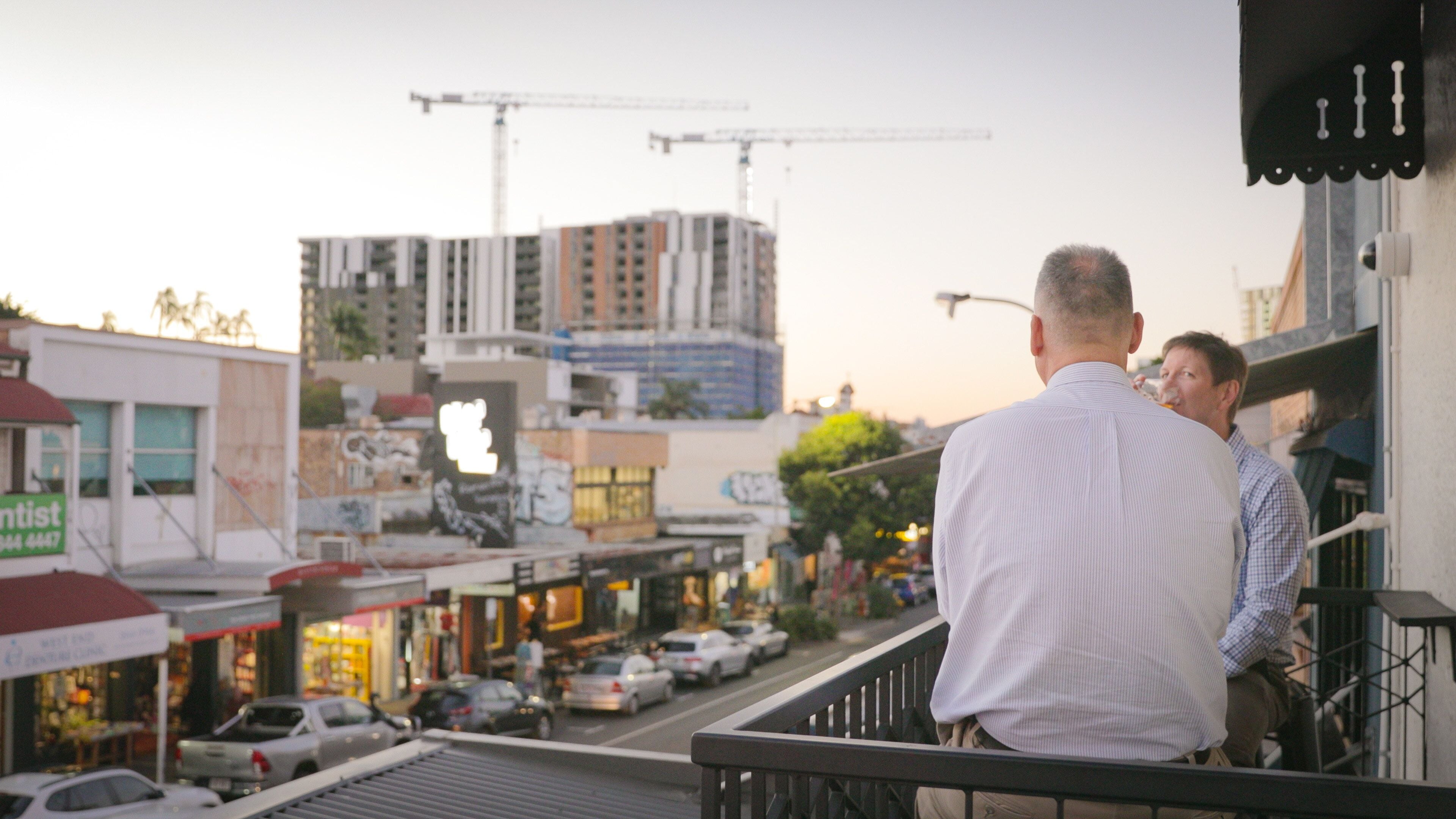 The Catchment Brewing Co. featuring a city and a sunset