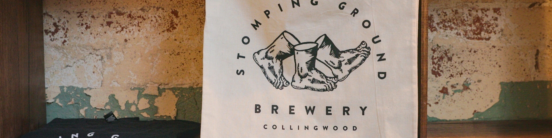 Stomping Ground Brewery which includes signage