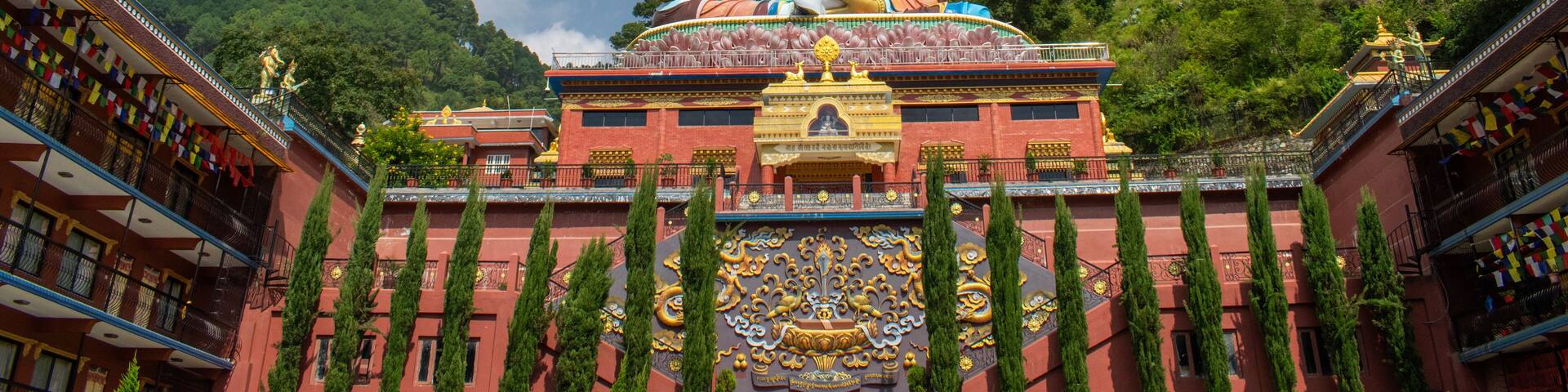 Dakshinkali, Nepal: the 40 metres high statue of Guru Rinpoche (Padmasambhava, Born from a Lotus), tantric Buddhist Vajra master, built in 2012, overlooking Dollu and Pharping monasteries