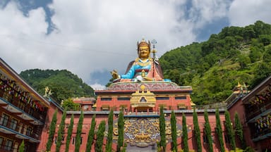 Dakshinkali, Nepal: the 40 metres high statue of Guru Rinpoche (Padmasambhava, Born from a Lotus), tantric Buddhist Vajra master, built in 2012, overlooking Dollu and Pharping monasteries