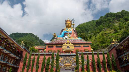 Dakshinkali, Nepal: the 40 metres high statue of Guru Rinpoche (Padmasambhava, Born from a Lotus), tantric Buddhist Vajra master, built in 2012, overlooking Dollu and Pharping monasteries