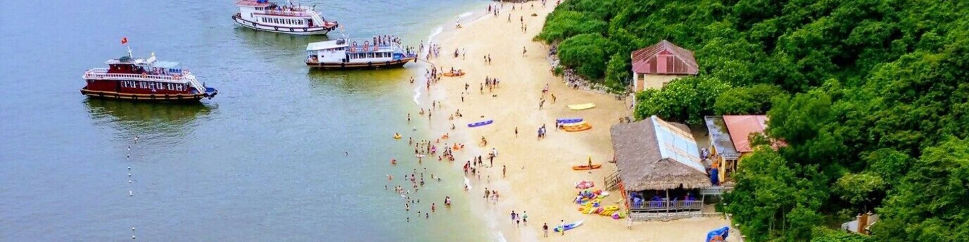 Monkey Island, Cat Ba, Vietnam.
A view of Monkey Island from the viewpoint, a fairly precarious climb in flip flops! #TakeAHike #packsandaplan