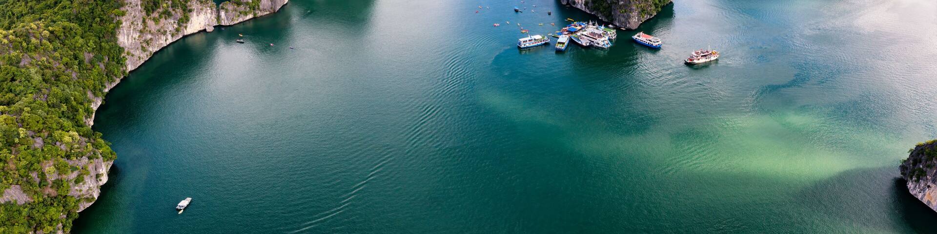 Beautiful landscape Lan Ha bay view from the Cat Ba Island.
