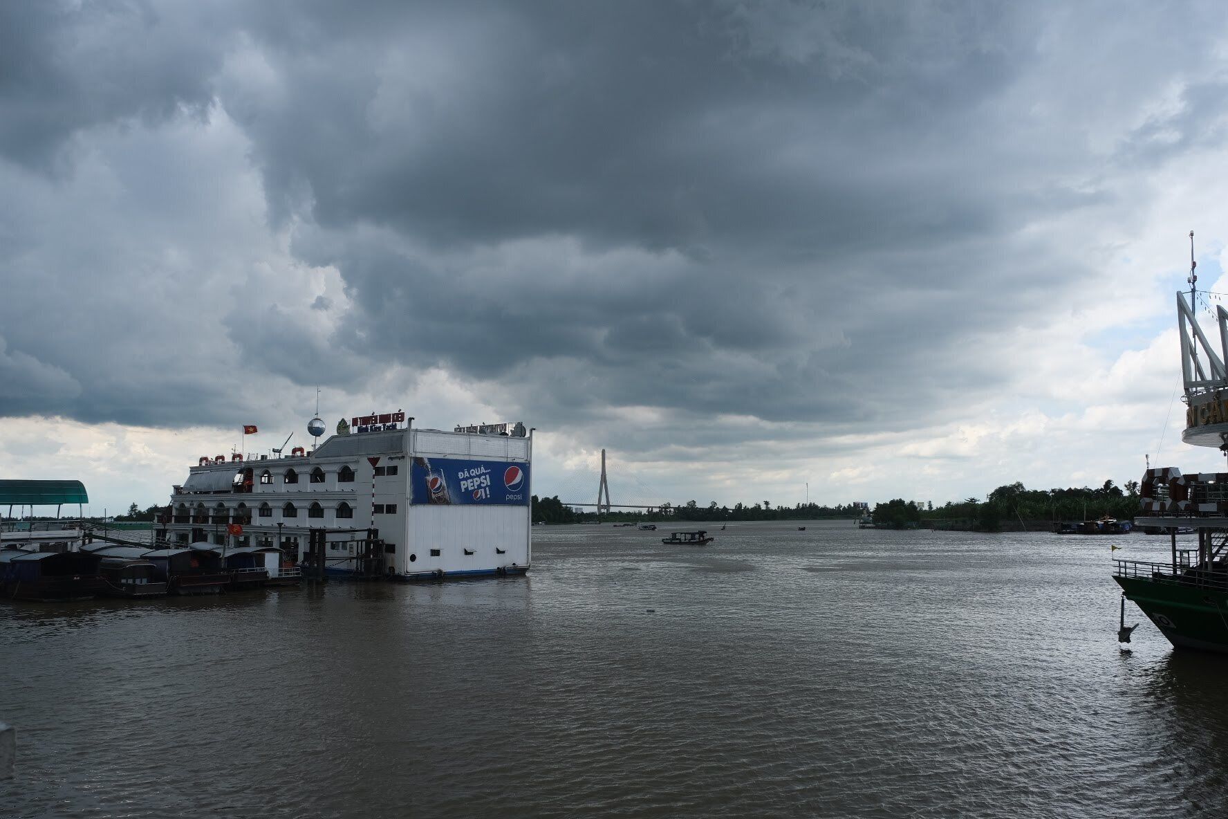 Dark clouds were moving in today in Can Tho.