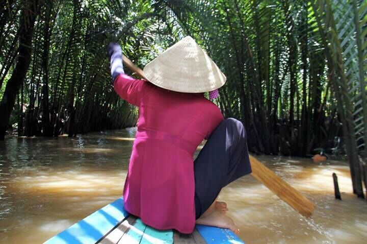 Exploring the canals of the Mekong Delta in Vietnam with a row boat. It was a beautiful way to experience the Mekong River. 