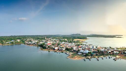 Fishermen's fishing boats are anchored at the wharf. Ben Nom village, Phu Cuong commune, Dinh Quan, Dong Nai, Vietnam