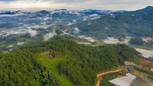 Da Sar Valley covered in clouds at sunset, Lac Duong, Lam Dong, Vietnam
