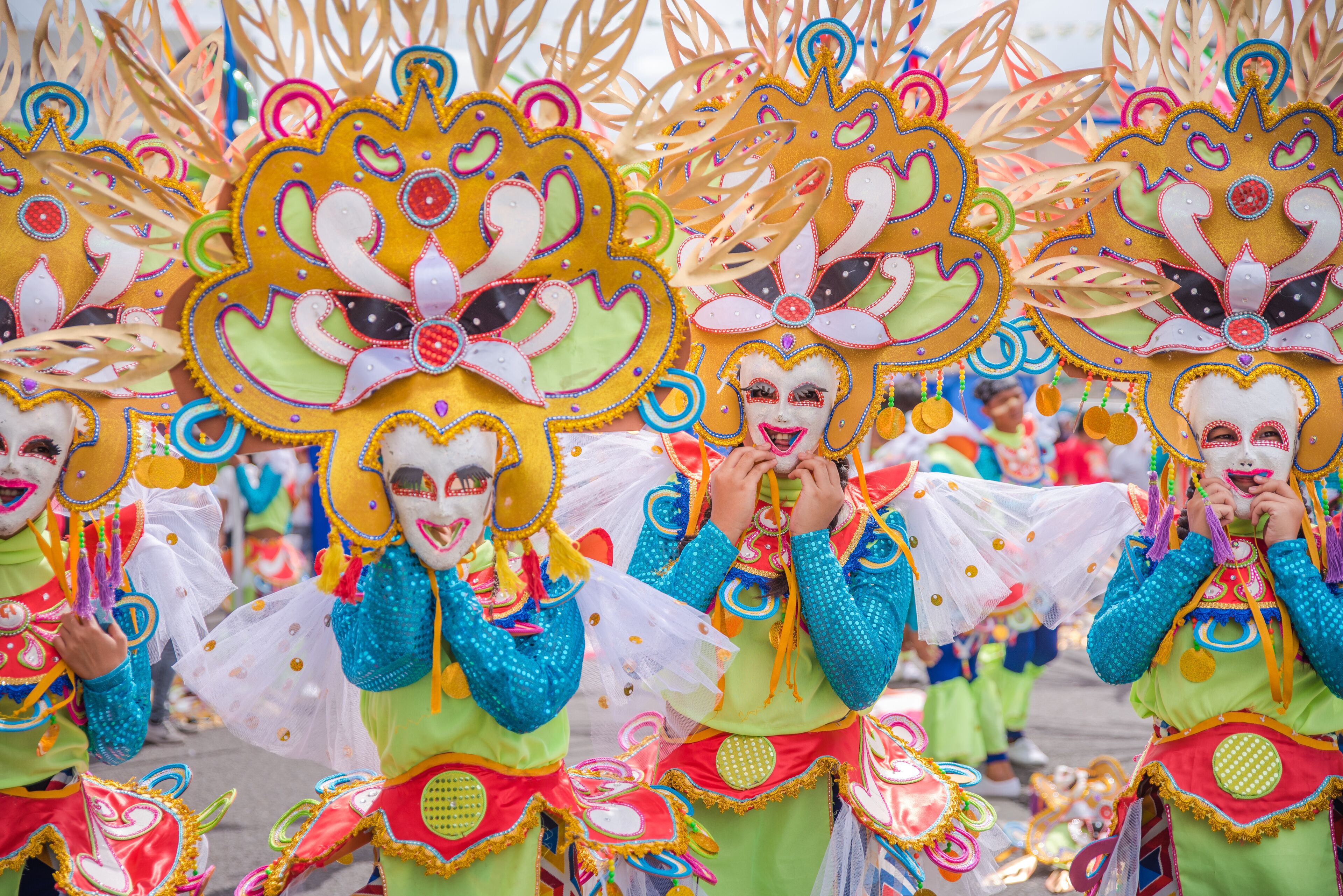 Colorful smiling mask of Masskara Festival, Bacolod City, Philippines