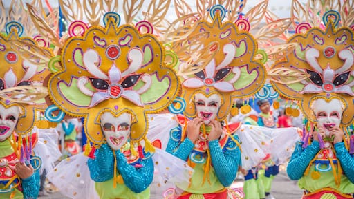 Colorful smiling mask of Masskara Festival, Bacolod City, Philippines