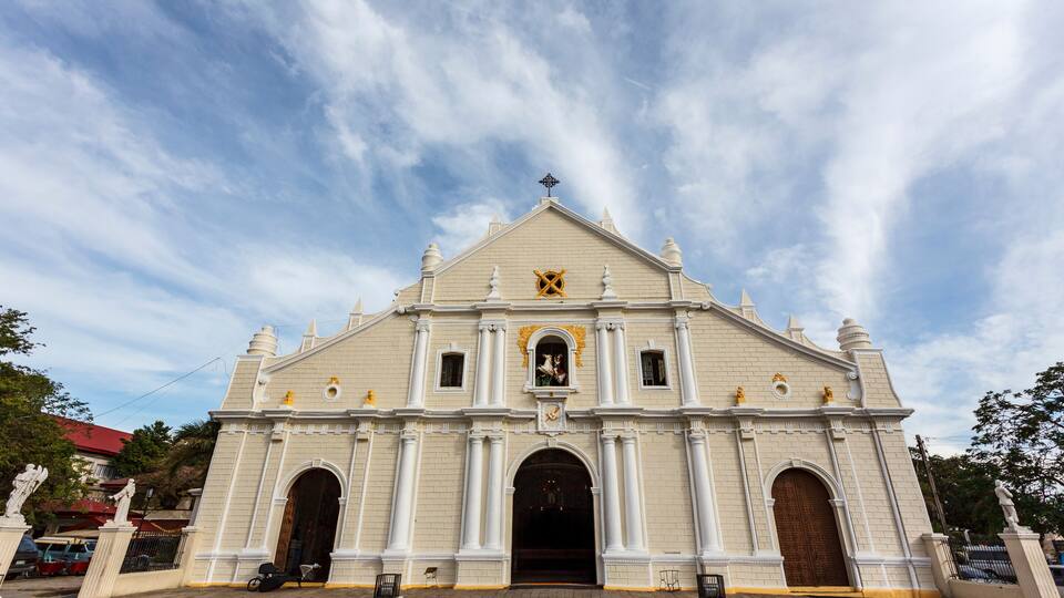 Facade of Vigan cathedral in Vigan, Ilocos, Philippines, Asia