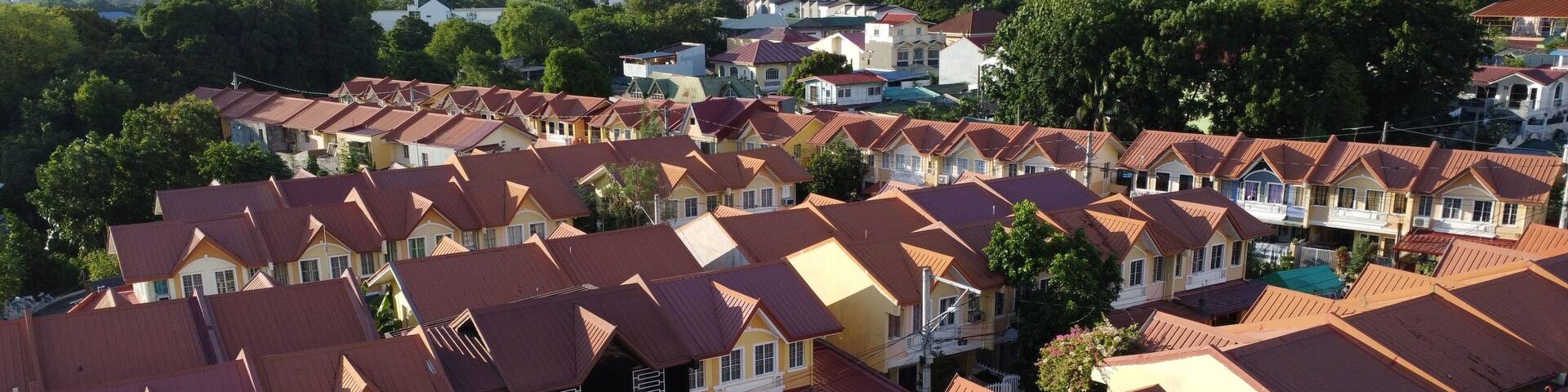 Aerial view of rows of houses in Bacoor City, Cavite, Philippines