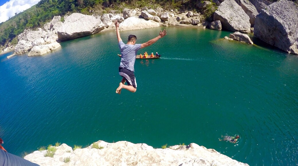 Cliff jump at Siitan River. Eco- adventure getaway in Quirino province