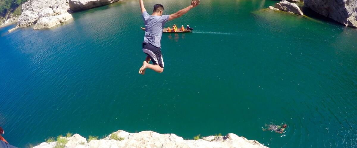 Cliff jump at Siitan River. Eco- adventure getaway in Quirino province