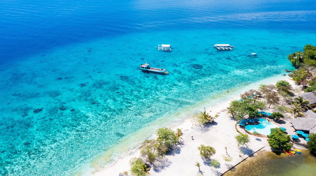 The tropical view in the island at summer season with aerial view a holiday as white sand beach background-Summer travel concept