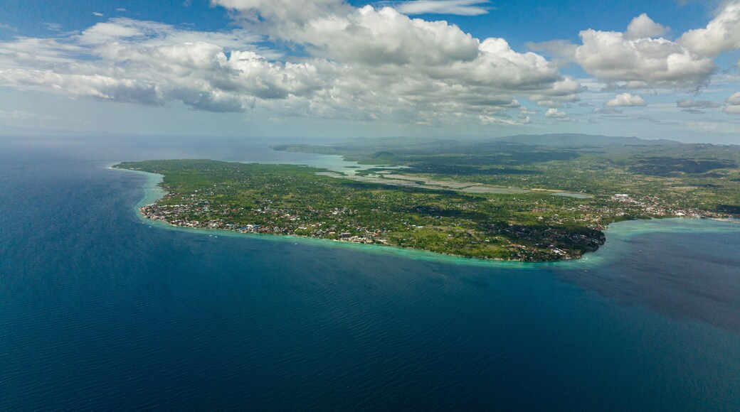 Moalboal town with hotels and dive centers. A popular place for divers. Philippines, Cebu.