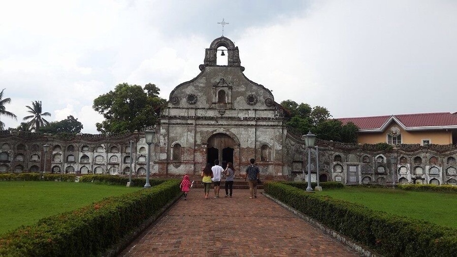 The Nagcarlan Underground Cemetery Historical Landmark is a fine example of Spanish colonial architecture. Built by the Franciscan Friar Vicente Velloc in 1845, its octagonal grounds are enclosed by a wall decorated with wrought-iron grills and stonework meant to look like drapery.#travelphilippines
