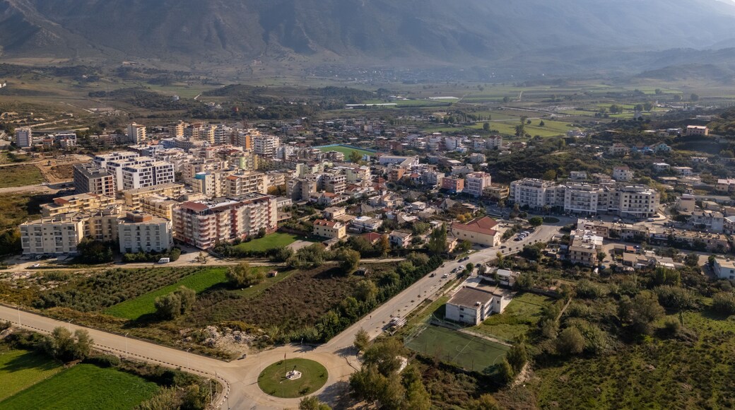 Aerial drone photo of the coastal town of Orikum in Albania.