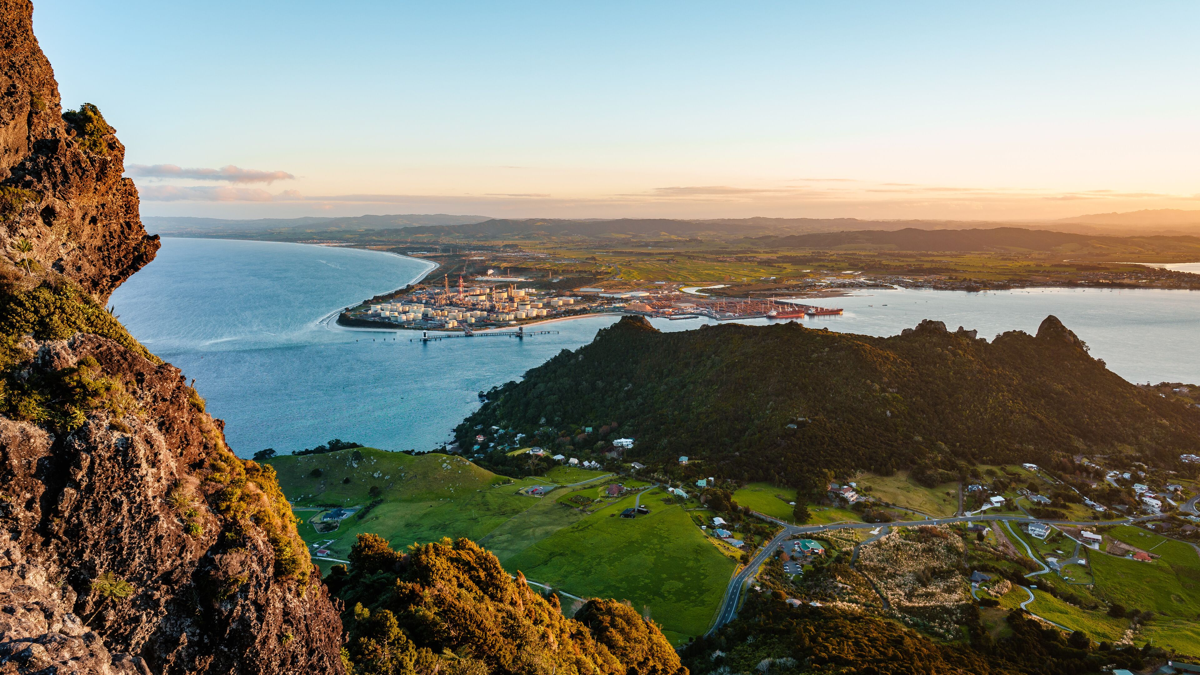 Beautiful view of Mount Manaia in Whangarei Heads, New Zealand with a blue sky in the background