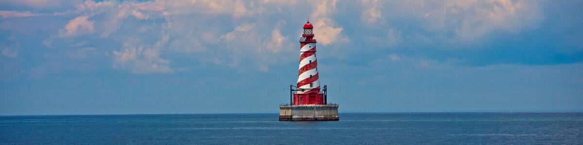 Passing by White Shoal Lighthouse leaving Beaver Island.