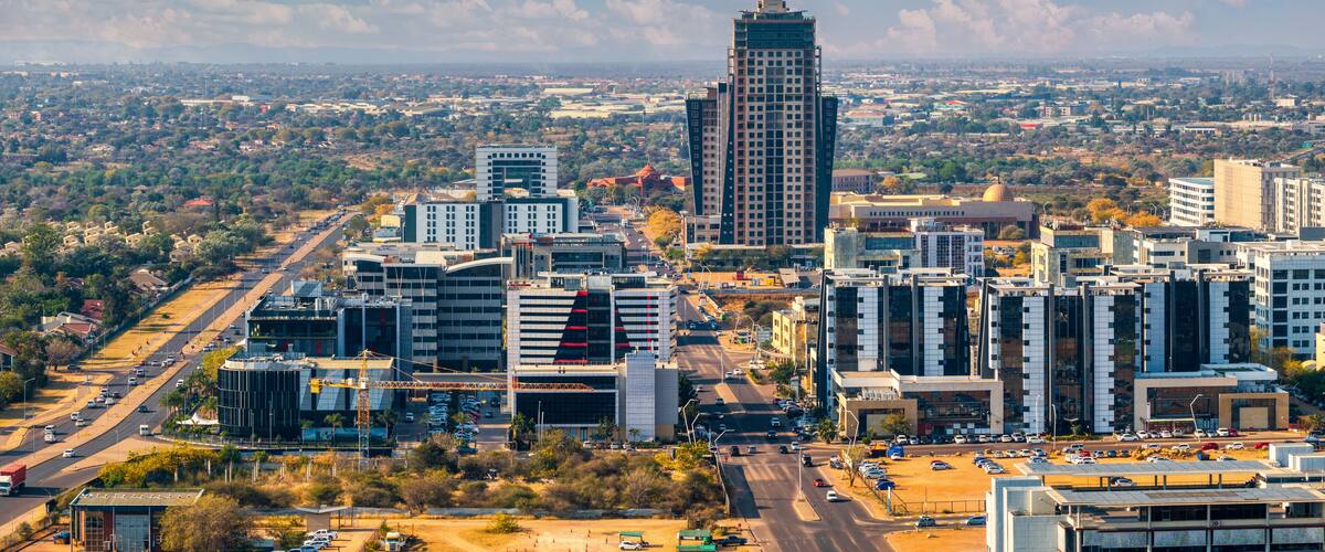 aerial view, Gaborone, CBD, capital Botswana situated in Southern Africa region in Africa, african booming economy and developments