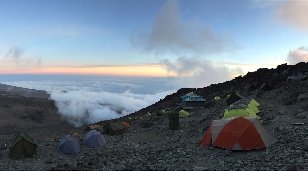 Clouds rolling through the valley in Mt Kilimanjaro base camp