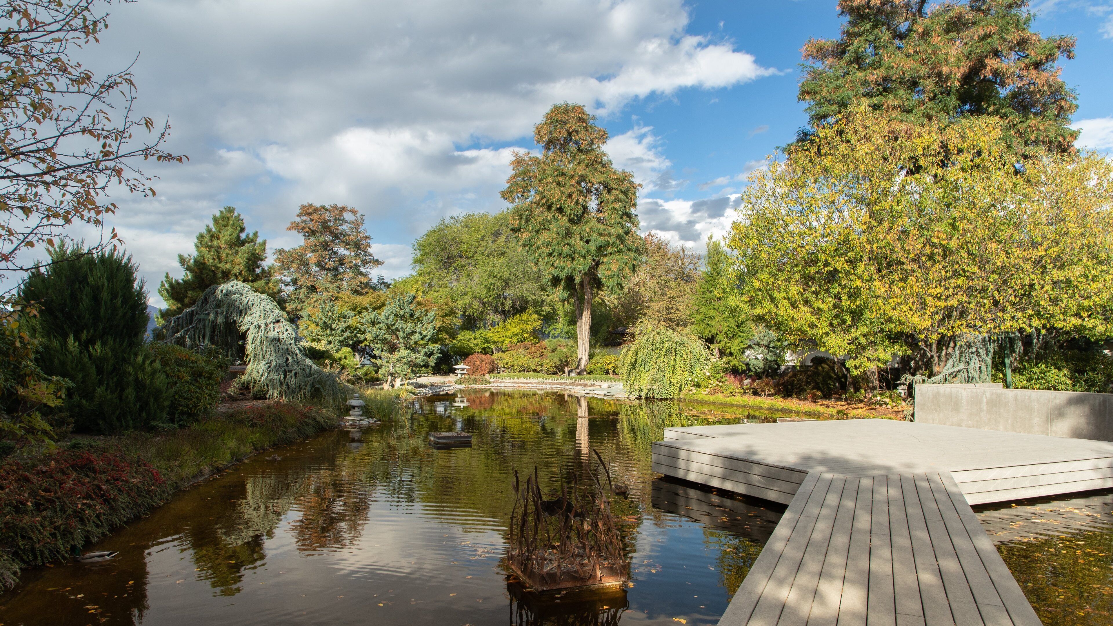 Penticton Ikeda Japanese Garden featuring a pond