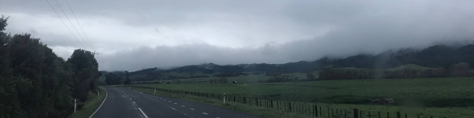 A moody and rainy drive, makes me want to crawl into the bed in the back.