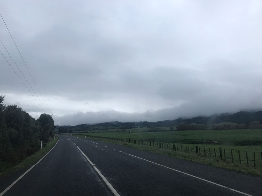 A moody and rainy drive, makes me want to crawl into the bed in the back.