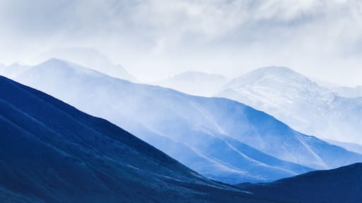 Panorama image of rolling landscape of Ben Ohau Range, Twizel, South Island