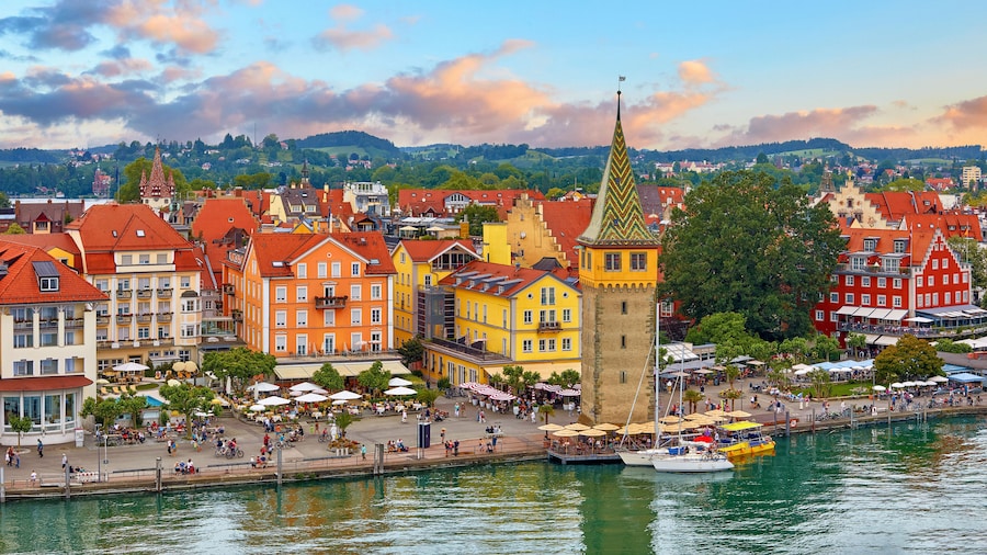 Lindau, Germany. Antique Bavarian town in Bavaria at coastline of Lake Constance