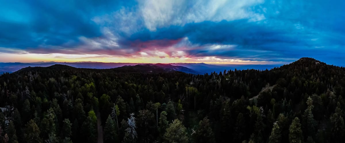 Aerial panorama from the top of Mt. Graham in southeastern Arizona.