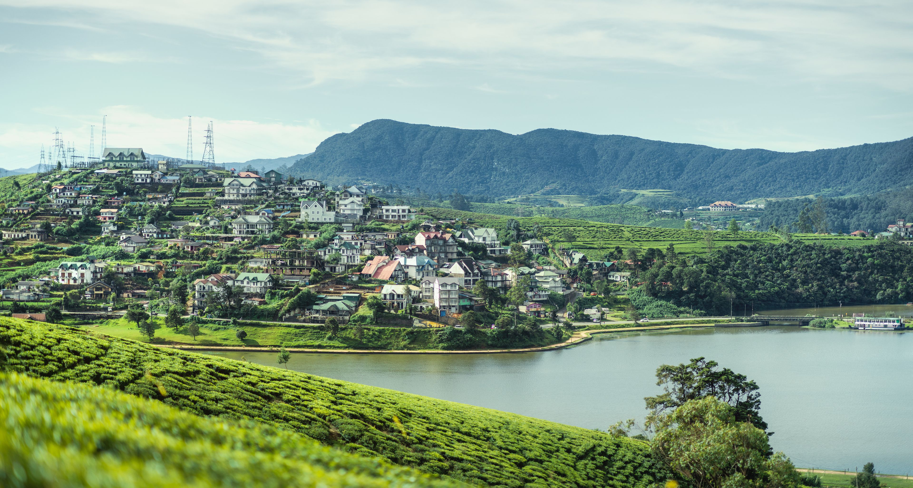 Scenic Lake Gregory And Tea Estates In Nuwara Eliya, Sri Lanka View
