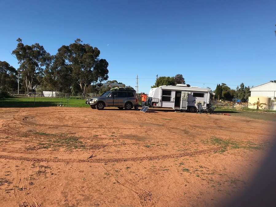 Free camp at the side of the pub, toilets available plus a SHOWER!!! Will have to partake our hosts wares later on, bring it on.