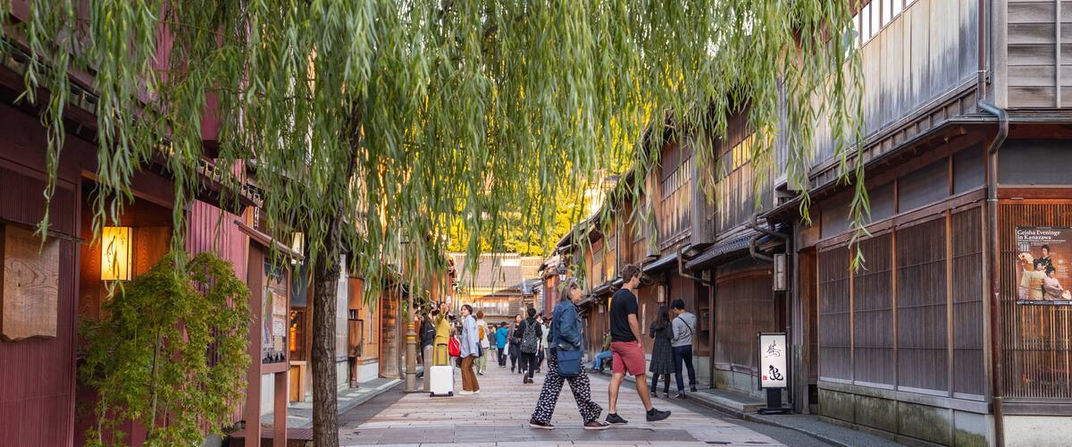 Higashiyama Higashi Chaya District showing street scenes