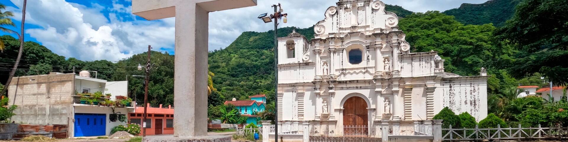 Big cross in front of a Church in Santa Elena, Chiquimula, Guatemala