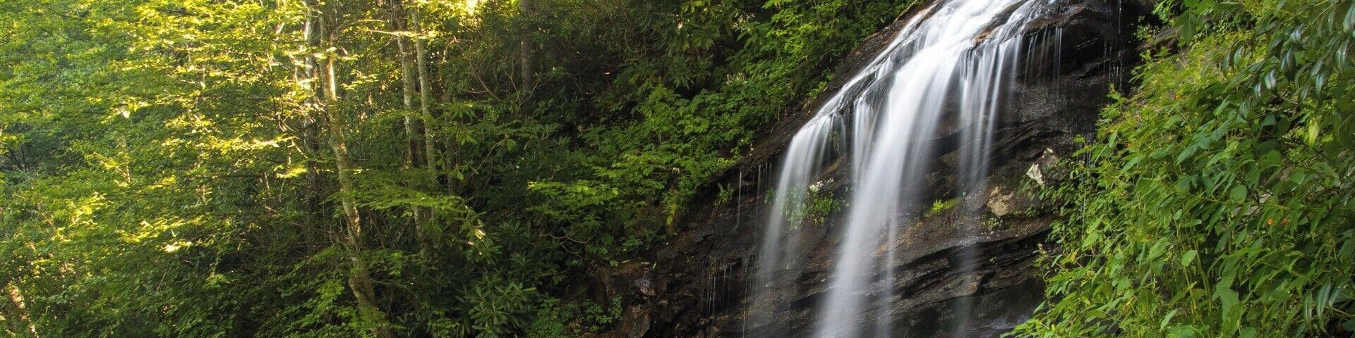 The long (and difficult to photograph!) Cascade Falls at E.B. Jeffress Park just off the Blue Ridge Parkway in North Carolina. The trail to the falls is a short loop trail that is very pleasant. Learn all about it here: https://www.hdcarolina.com/episode/eb-jeffress-park
#AquaTrove