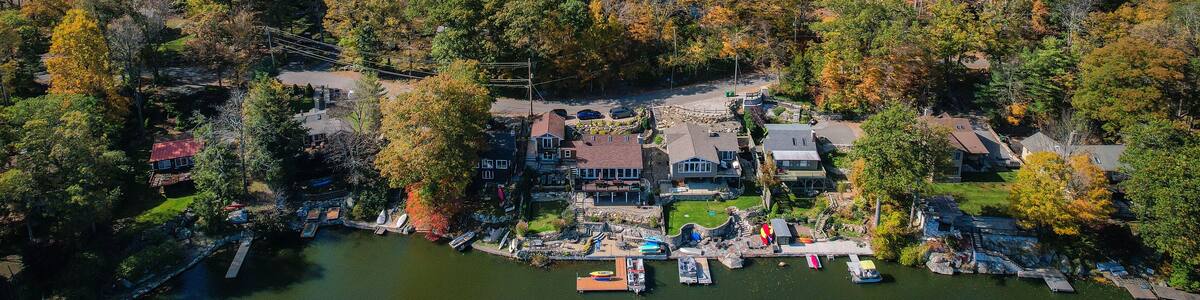 Aerial Drone of Highland Lake New Jersey Foliage
