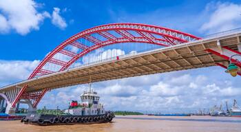 Hoang Van Thu bridge in Hai Phong, Vietnam in morning