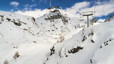 alps mountain with rocks covered with snow in winter, monterosa ski italy