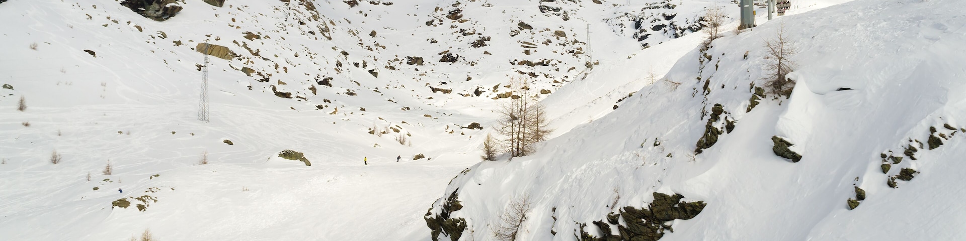 alps mountain with rocks covered with snow in winter, monterosa ski italy