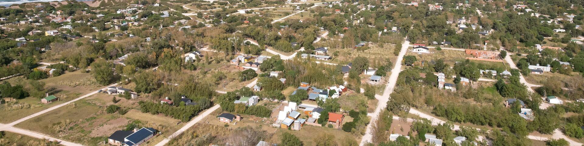Aerial photo of Reta town, Reta resort, Buenos Aires, Argentina.