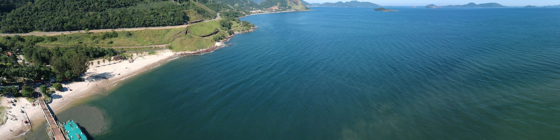 aerial view of the Sahy reserve, Costa verde carioca, Brazil